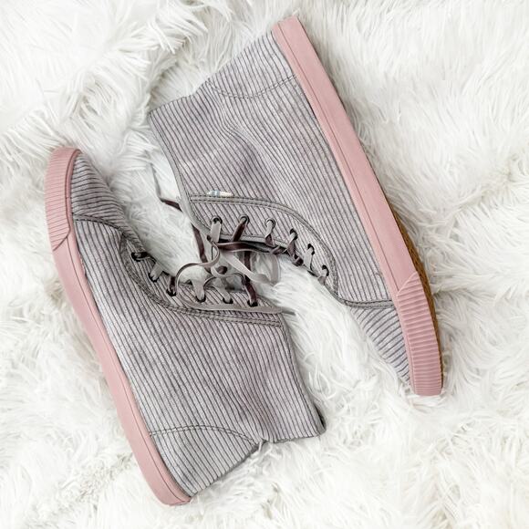 TOMS | Camarillo Sneakers Cement Gray Corduroy Velvet Laces High-Top | Size 9 - Picture 6 of 9